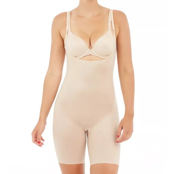 Spanx Women's Thinstincts Open-Bust Mid-Thigh Shaper Bodysuit Size Medium - Picture 1 of 13